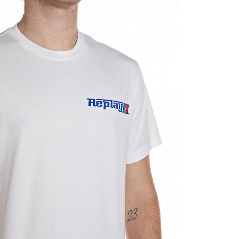 Replay T-Shirt With Logo Graphic-White Replay T-Shirt With Logo Graphic-White