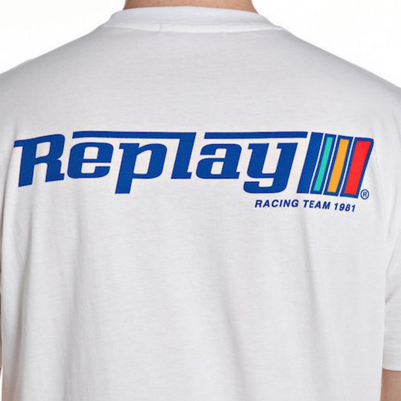 Replay T-Shirt With Logo Graphic-White Replay T-Shirt With Logo Graphic-White