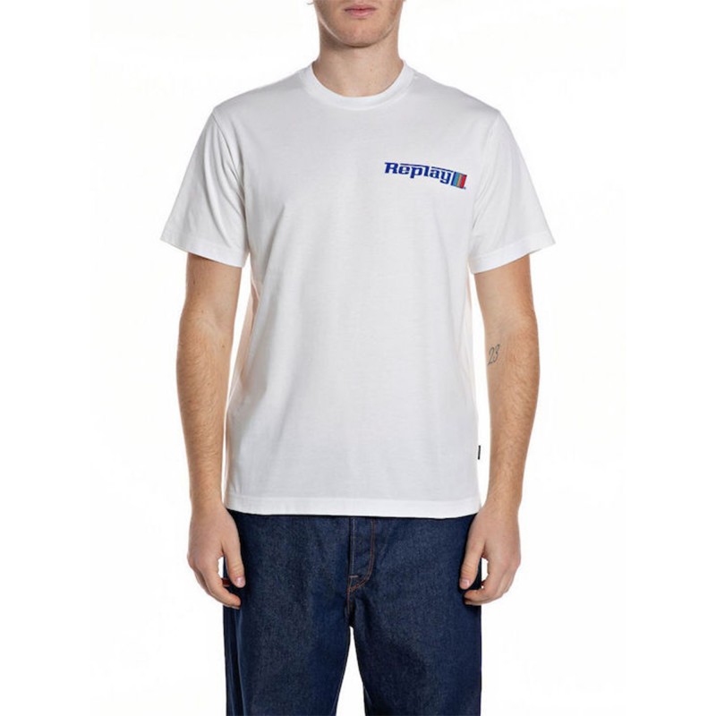 Replay T-Shirt With Logo Graphic-White Replay T-Shirt With Logo Graphic-White