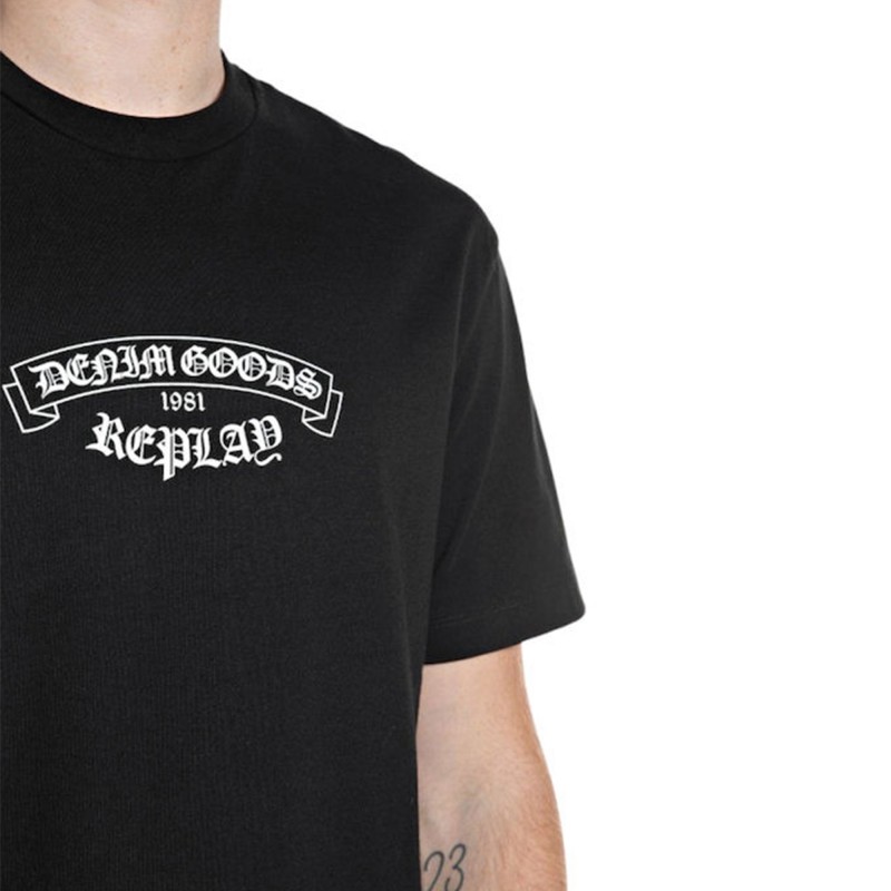 Replay T-Shirt With Lettering-Black