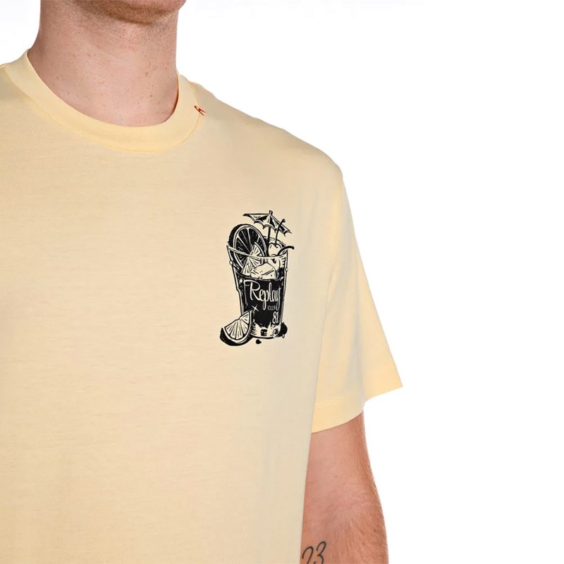 Replay T-Shirt With Print-Pale Yellow