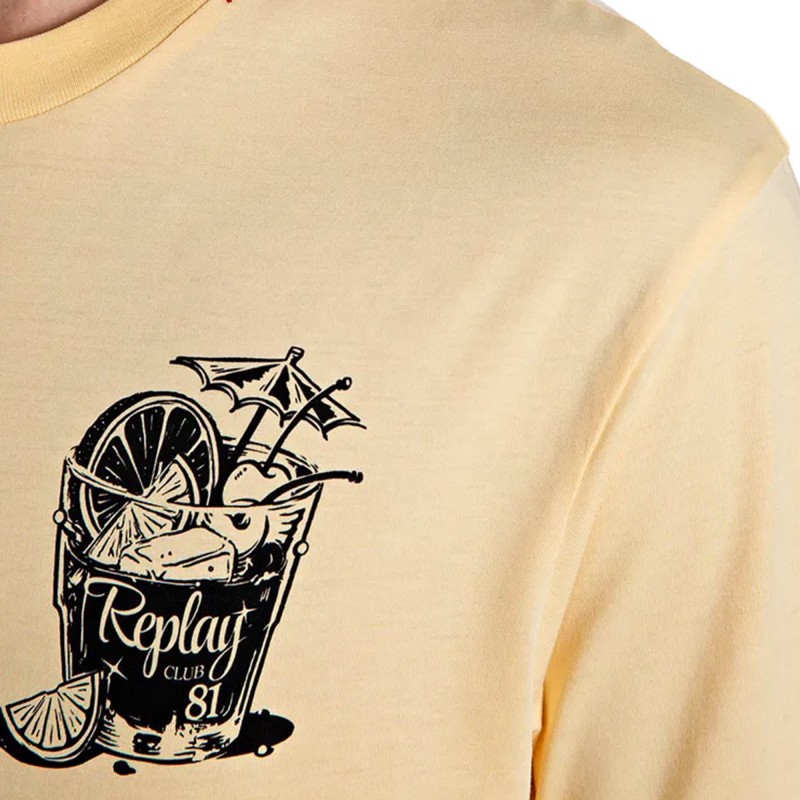 Replay T-Shirt With Print-Pale Yellow