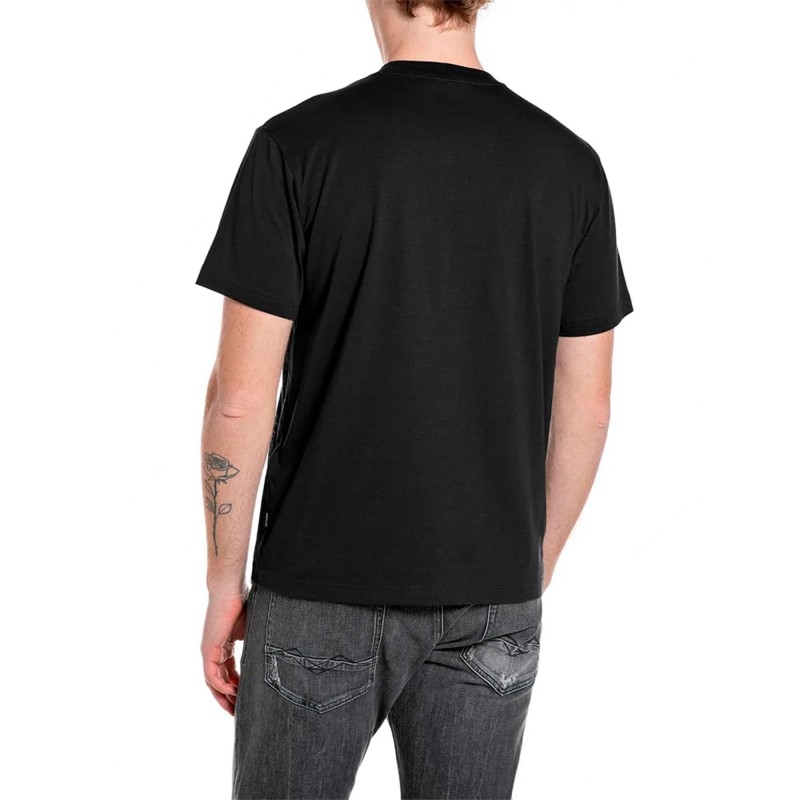 Replay T-Shirt With Red Lettering-Black