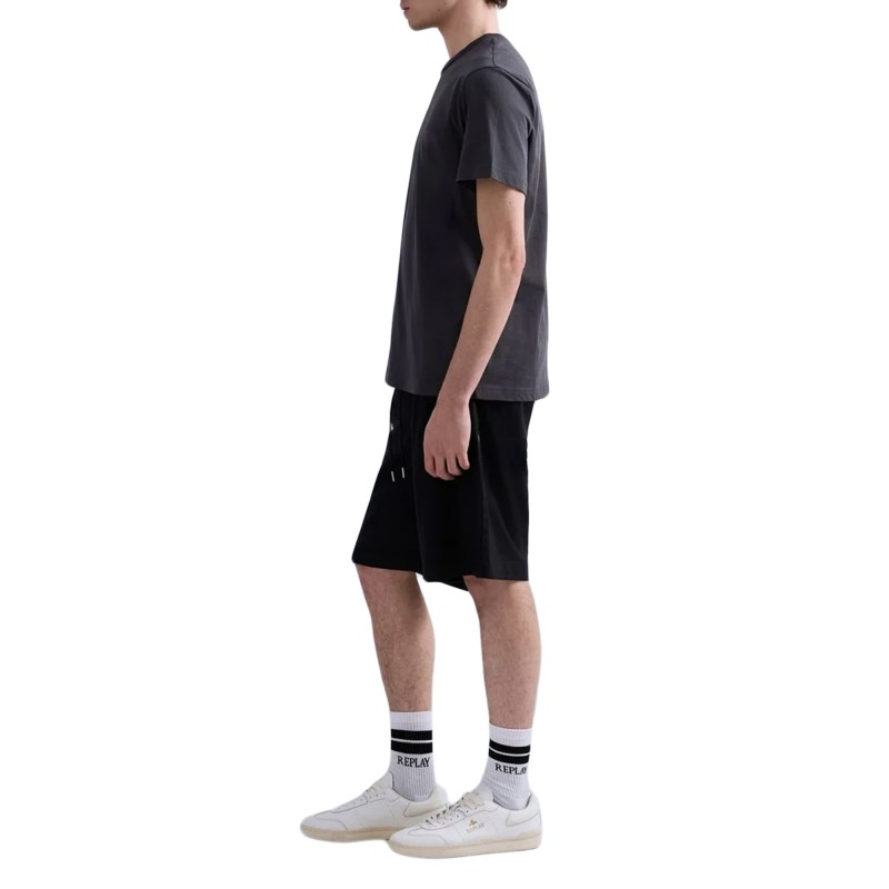 Replay T-Shirt With Lettering-Anthracite