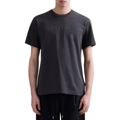 Replay T-Shirt With Lettering-Anthracite