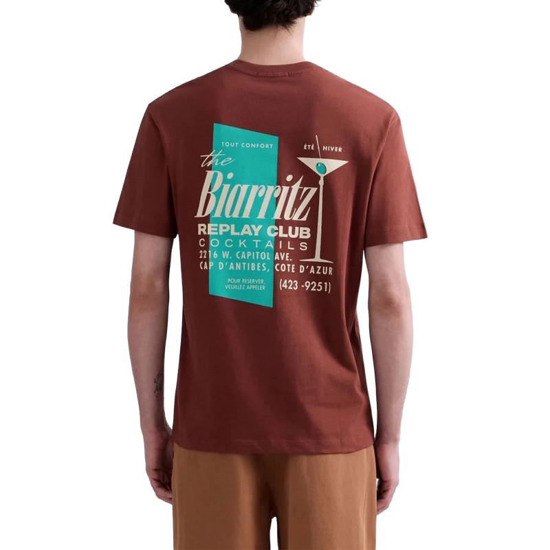 Replay T-Shirt Cocktail Print-Chocolate