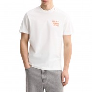 Replay T-Shirt Relaxed Fit With Sicily Print-Natural White