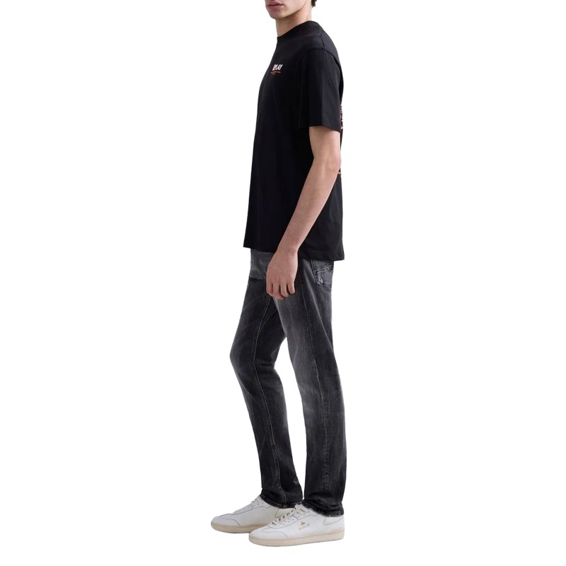 Replay T-Shirt Relaxed Fit With Fiji Print-Black