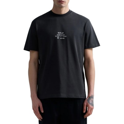 Replay T-Shirt With Lettering-Anthracite