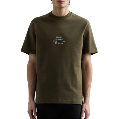 Replay T-Shirt With Lettering-Mud