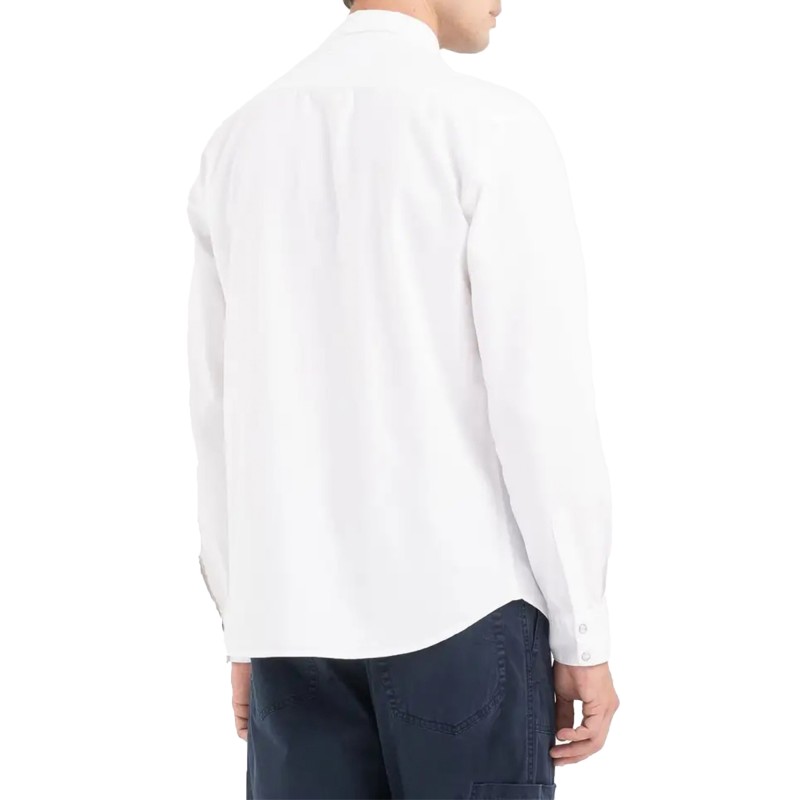 Replay Regular Fit Shirt In White Denim-White Replay Regular Fit Shirt In White Denim-White