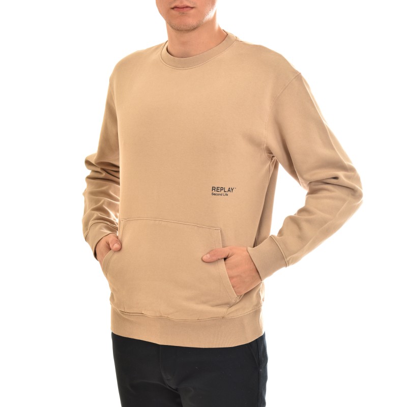 Replay Second Life Sweatshirt With Print-Beige Replay Second Life Sweatshirt With Print-Beige