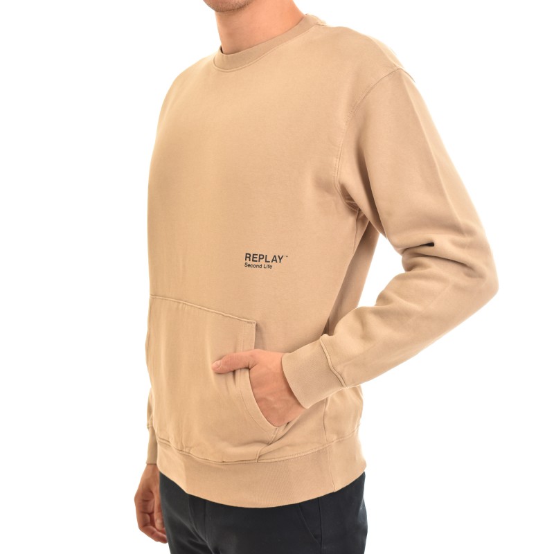 Replay Second Life Sweatshirt With Print-Beige Replay Second Life Sweatshirt With Print-Beige