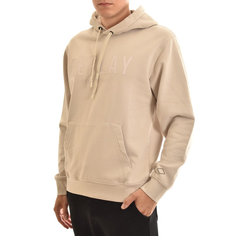 Replay Eightyone Logo Hoodie Sweatshirt-Sand Replay Eightyone Logo Hoodie Sweatshirt-Sand