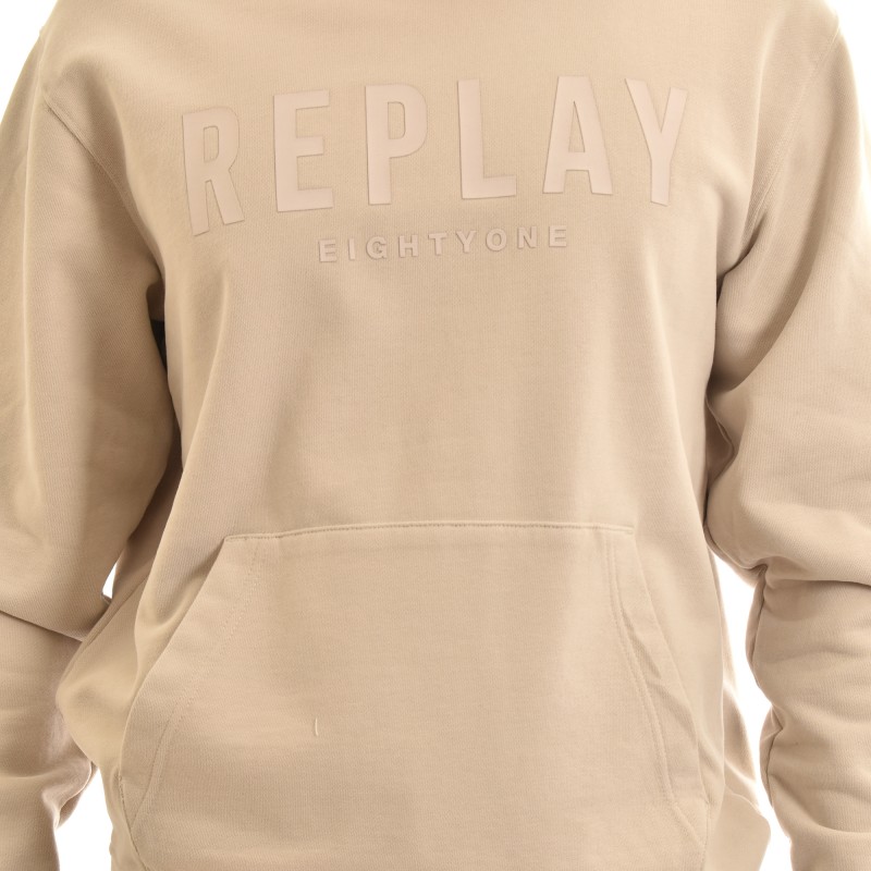 Replay Eightyone Logo Hoodie Sweatshirt-Sand Replay Eightyone Logo Hoodie Sweatshirt-Sand