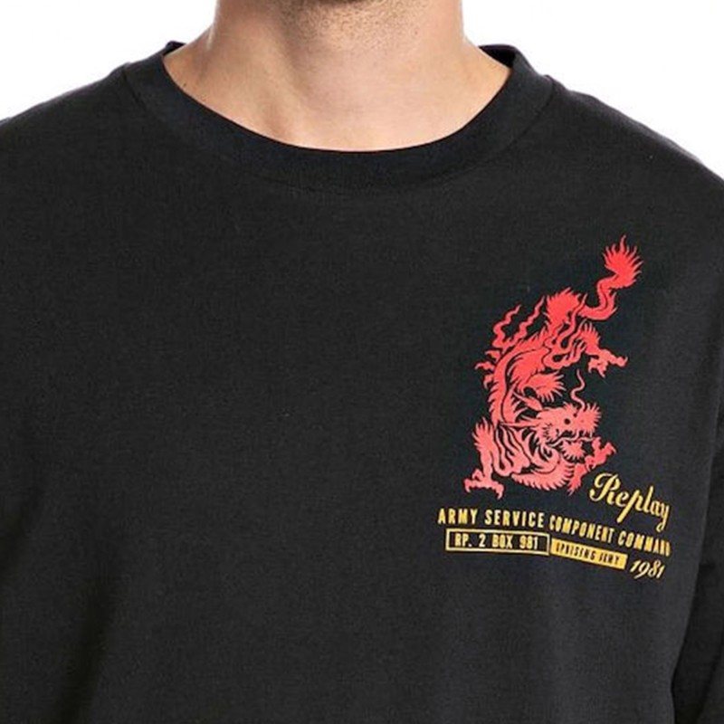 Replay Army Service Component Logo T-Shirt-Blackboard Replay Army Service Component Logo T-Shirt-Blackboard