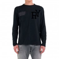 Replay Long Sleeved T-Shirt With Logo Lettering-Black