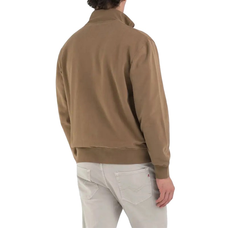 Replay High Neck Full Zip Sweatshirt-Safari Replay High Neck Full Zip Sweatshirt-Safari