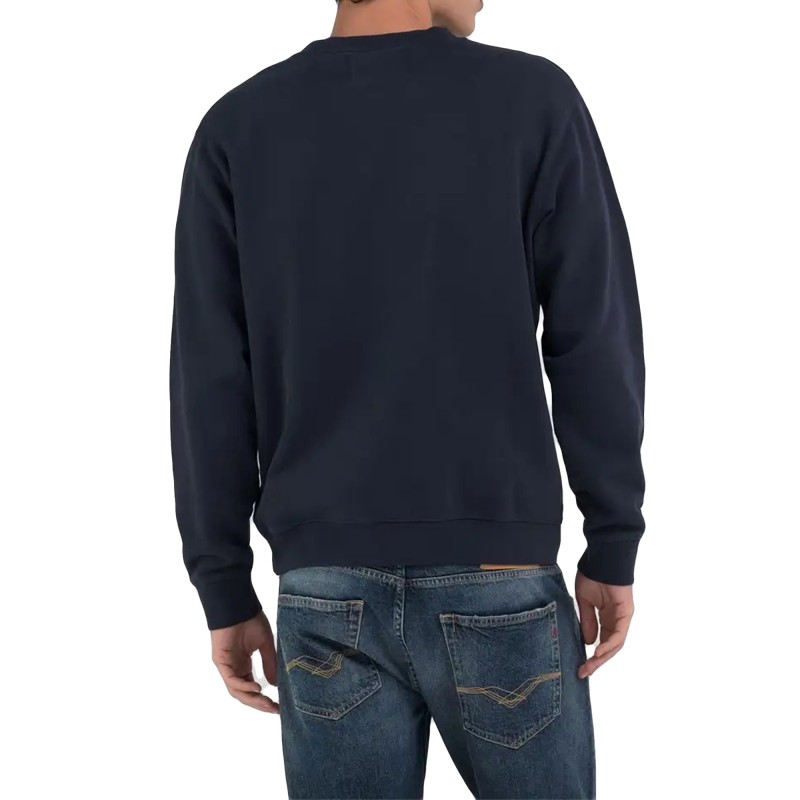 Replay Regular Fit Crew Neck Sweatshirt-Blue Replay Regular Fit Crew Neck Sweatshirt-Blue
