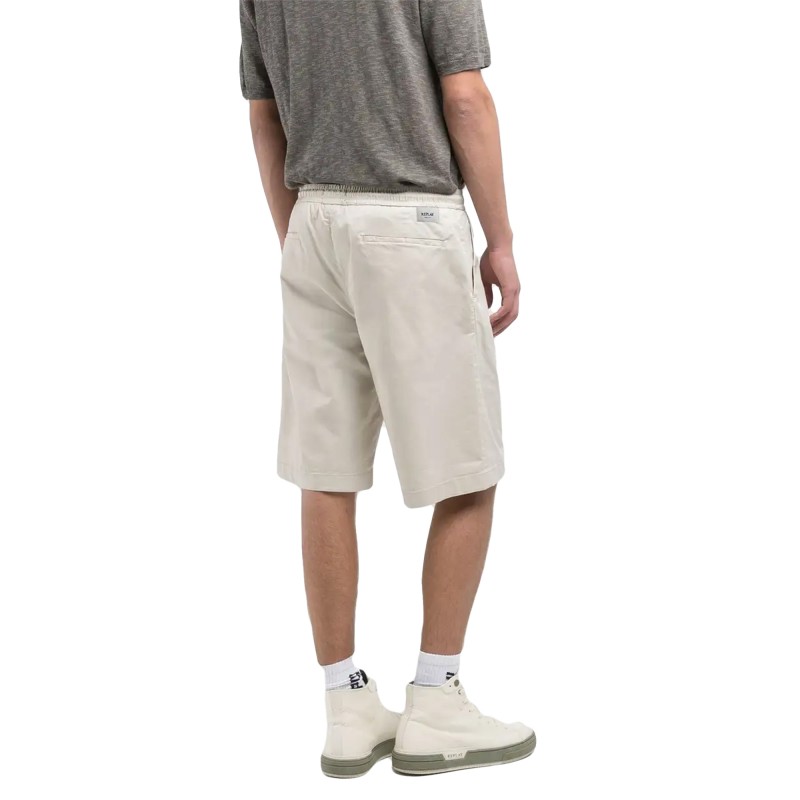 Replay Shorts Stretch Cotton Twill-Alabaster Replay Shorts Stretch Cotton Twill-Alabaster