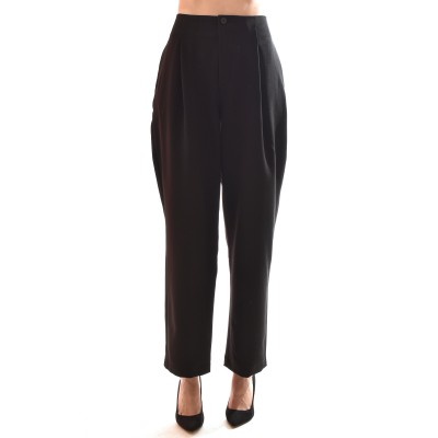 Lotus Eaters Pleated Wide Fit Trousers-Black