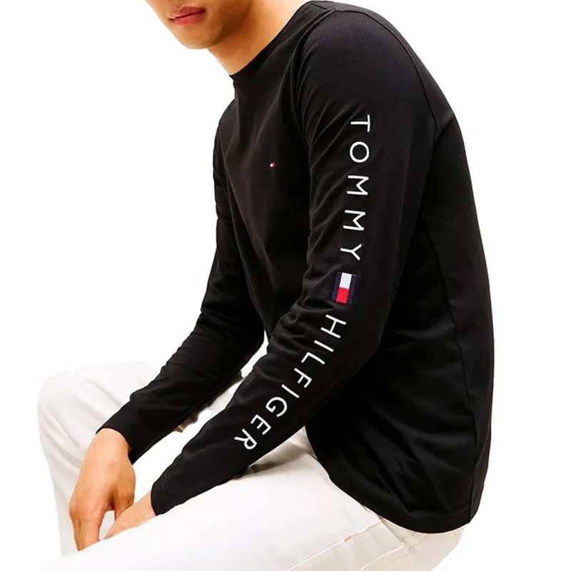 Tommy Hilfiger Blouse With Sleeve Signature Logo-Black
