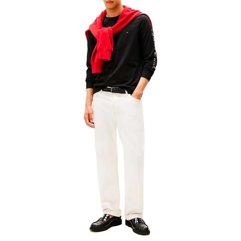 Tommy Hilfiger Blouse With Sleeve Signature Logo-Black