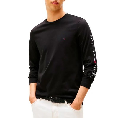Tommy Hilfiger Blouse With Sleeve Signature Logo-Black