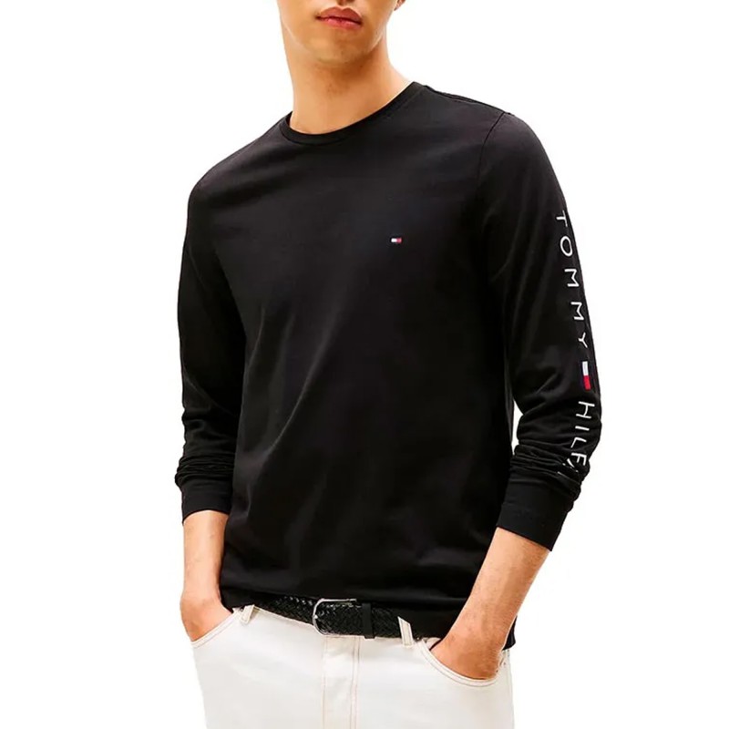 Tommy Hilfiger Blouse With Sleeve Signature Logo-Black