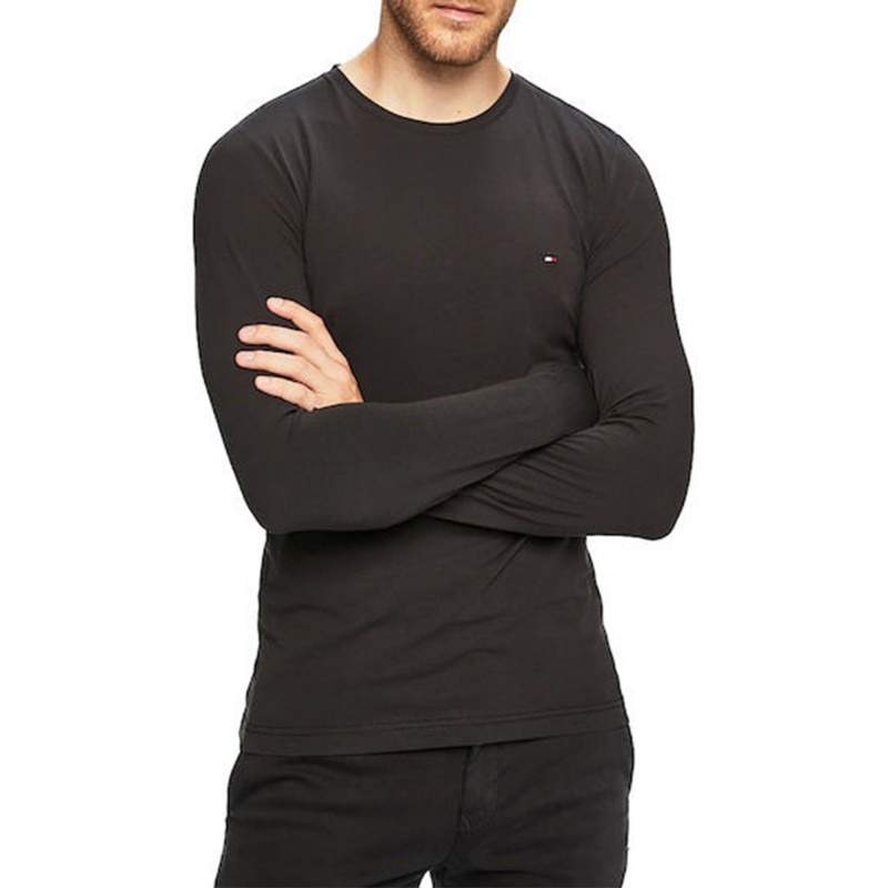 Tommy Hilfiger Stretch Slim Fit Long Sleeve T-Shirt-Black Tommy Hilfiger Stretch Slim Fit Long Sleeve T-Shirt-Black