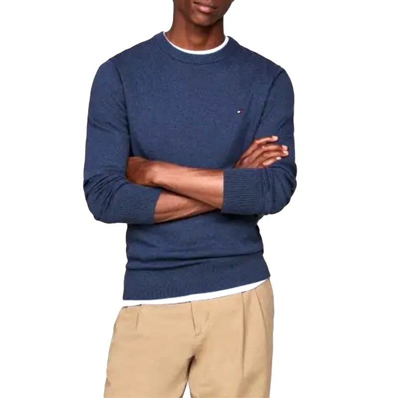 Tommy Hilfiger Sweater Cashmere Crew Neck Jumper-Aegean Sea Heather