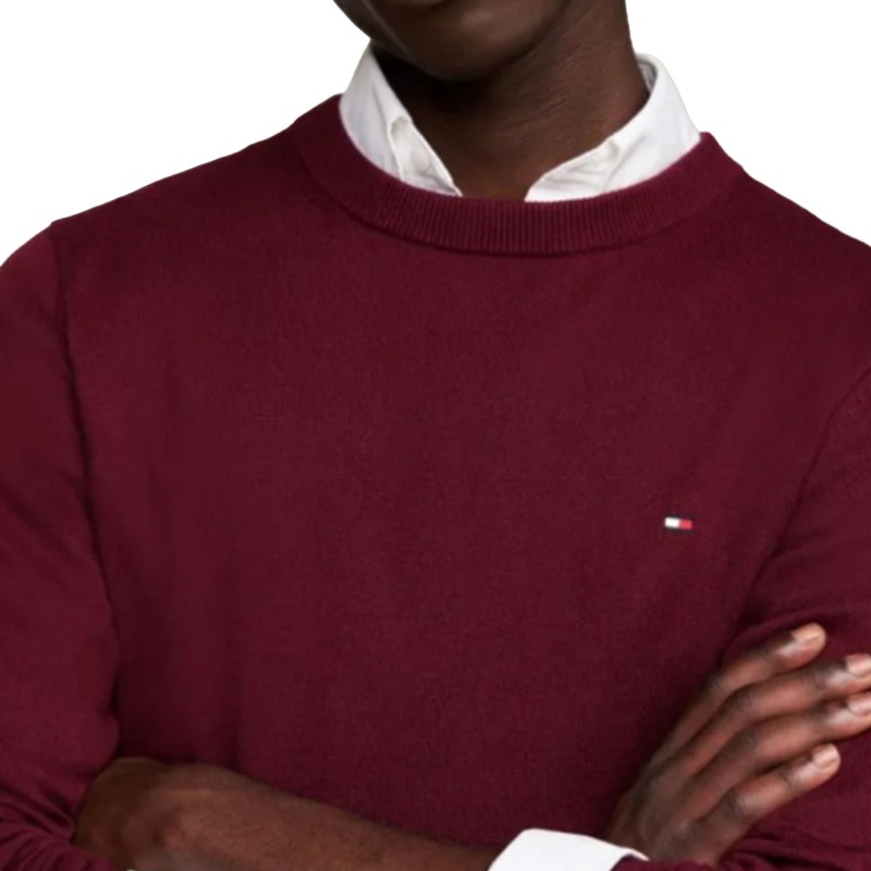 Tommy Hilfiger Sweater Cashmere Crew Neck Jumper-Burgundy Tommy Hilfiger Sweater Cashmere Crew Neck Jumper-Burgundy