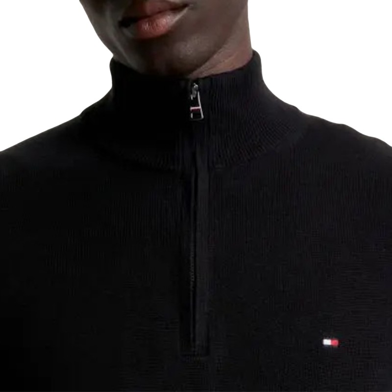 Tommy Hilfiger Pima Cashmere Zip-Neck Jumper-Black Tommy Hilfiger Pima Cashmere Zip-Neck Jumper-Black