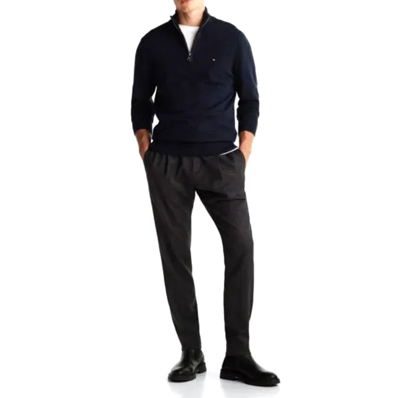 Tommy Hilfiger Sweater Zip-Neck Jumper-Desert Sky Tommy Hilfiger Sweater Zip-Neck Jumper-Desert Sky