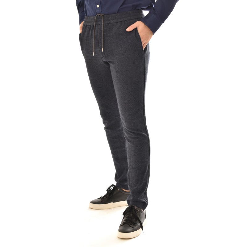 Tommy Hilfiger Herringbone Pull-On Trousers In Slim Fit-Desert Sky