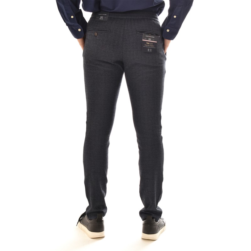 Tommy Hilfiger Herringbone Pull-On Trousers In Slim Fit-Desert Sky