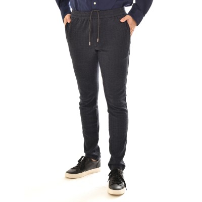 Tommy Hilfiger Herringbone Pull-On Trousers In Slim Fit-Desert Sky