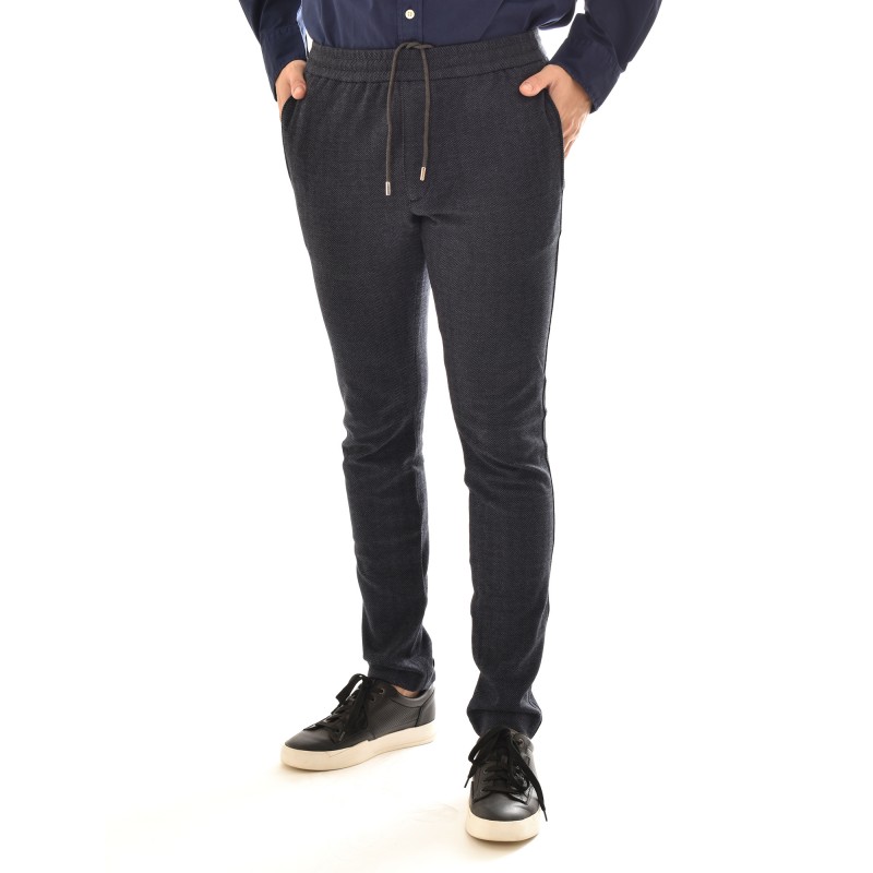 Tommy Hilfiger Herringbone Pull-On Trousers In Slim Fit-Desert Sky