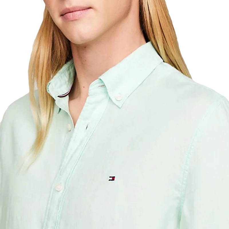 Tommy Hilfiger Pigment Dyed Linen Solid Shirt-Mint Gel Tommy Hilfiger Pigment Dyed Linen Solid Shirt-Mint Gel