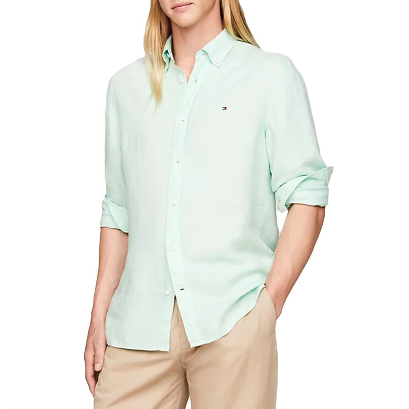 Tommy Hilfiger Pigment Dyed Linen Solid Shirt-Mint Gel Tommy Hilfiger Pigment Dyed Linen Solid Shirt-Mint Gel