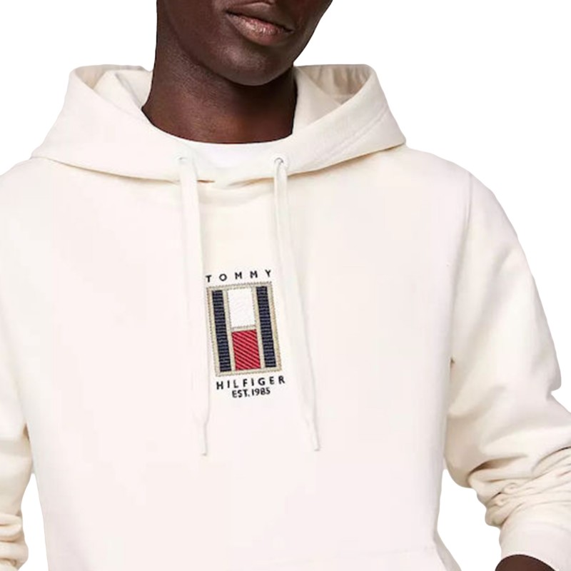 Tommy Hilfiger Vertical Flag Hoody-Ivory Petal Tommy Hilfiger Vertical Flag Hoody-Ivory Petal