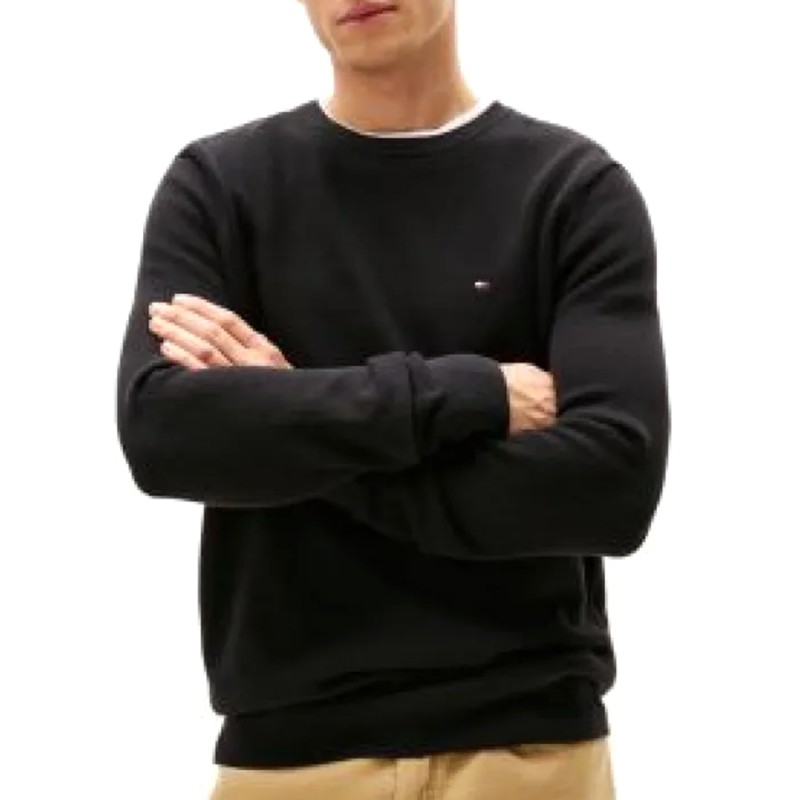 Tommy Hilfiger Jumper Crew Neck Textured Knit-Black Tommy Hilfiger Jumper Crew Neck Textured Knit-Black