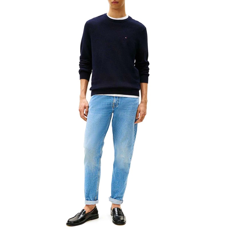 Tommy Hilfiger Jumper Crew Neck Textured Knit-Dark Blue Tommy Hilfiger Jumper Crew Neck Textured Knit-Dark Blue