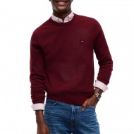 Tommy Hilfiger Jumper Crew Neck Textured Knit-Burgundy