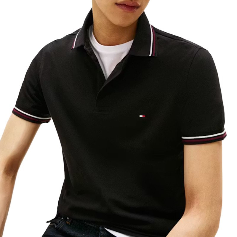 Tommy Hilfiger Polo Shirt Slim Tipped-Black Tommy Hilfiger Polo Shirt Slim Tipped-Black