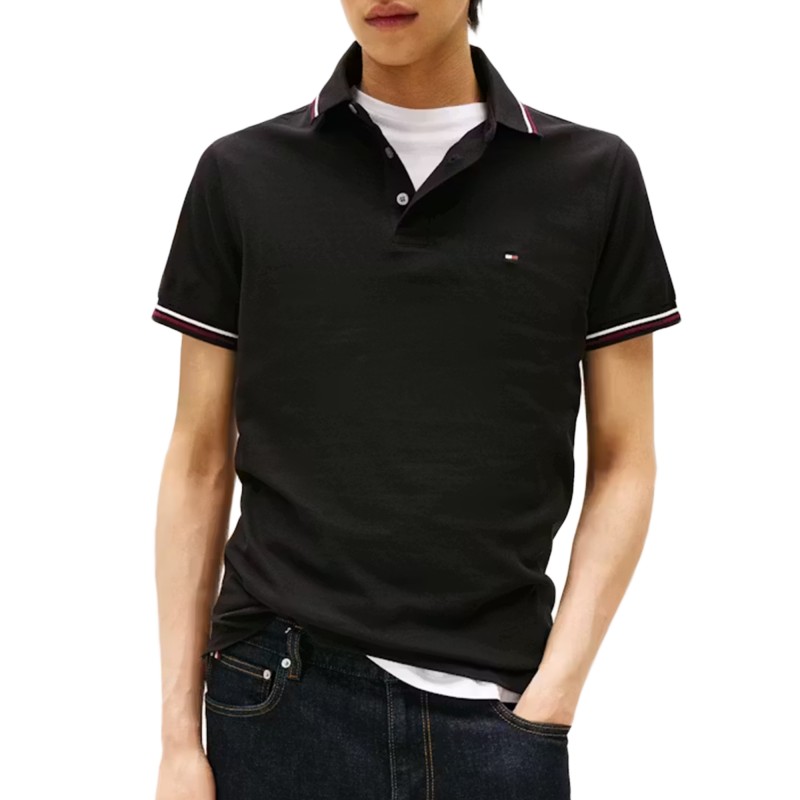 Tommy Hilfiger Polo Shirt Slim Tipped-Black Tommy Hilfiger Polo Shirt Slim Tipped-Black