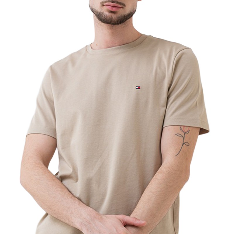 Tommy Hilfiger T-Shirt Light Interlock TEE-Sandalwood Tommy Hilfiger T-Shirt Light Interlock TEE-Sandalwood