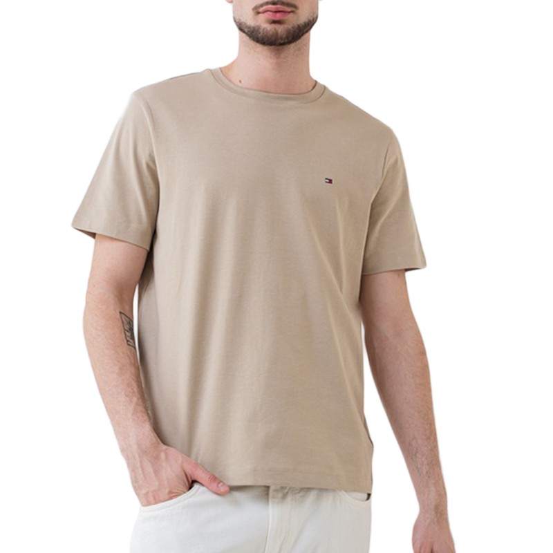 Tommy Hilfiger T-Shirt Light Interlock TEE-Sandalwood Tommy Hilfiger T-Shirt Light Interlock TEE-Sandalwood