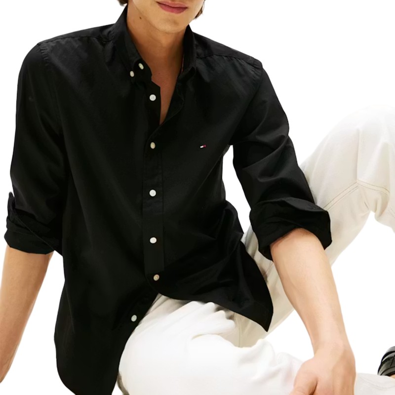 Tommy Hilfiger Shirt TH Flex Regular Fit Poplin-Black Tommy Hilfiger Shirt TH Flex Regular Fit Poplin-Black