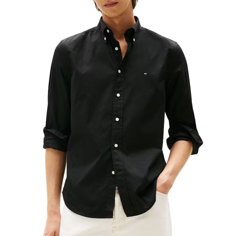 Tommy Hilfiger Shirt TH Flex Regular Fit Poplin-Black Tommy Hilfiger Shirt TH Flex Regular Fit Poplin-Black